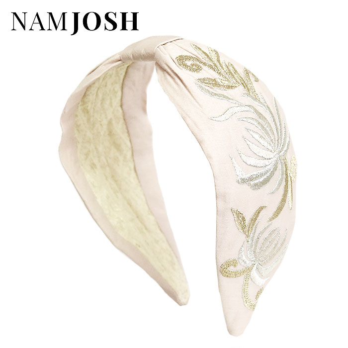 【待望の最新作】≪NAMJOSH≫ ナムジョシュ ピンク くすみカラー フラワー モチーフ 太い 幅広 極太 ターバン カチューシャ ヘアバンド エスニック アジアン ボタニカル ナチュラル オーガニック おしゃれ Scarf Headband レディース ギフト ラッピング