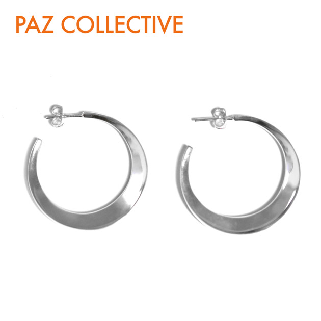 【STORY 雑誌掲載】【再入荷】≪PAZ COLLECTIVE≫ パズ コレクティブ シェイプ フープ ピアス シルバー Comma Hoops Shiny Earrings (Silver) レディース ギフト ラッピング