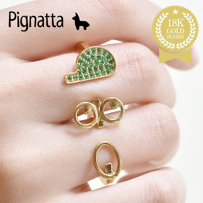 【待望の最新作】≪Pignatta≫ ピニャッタ 全3色 男の子 ボーイ モチーフ ビジュー クリスタル ハイドロストーン ゴールド 2本指 リング ダブルフィンガーリング Finley Ring レディース ギフト ラッピング