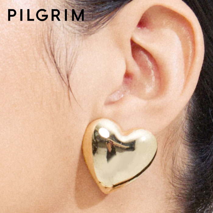 【再入荷】≪PILGRIM≫ ピルグリム ボリューム ぷっくり ビッグ ハート モチーフ スタッズ ピアス ゴールド バレエコア ANNEMETTE Earrings (Gold) レディース ギフト ラッピング