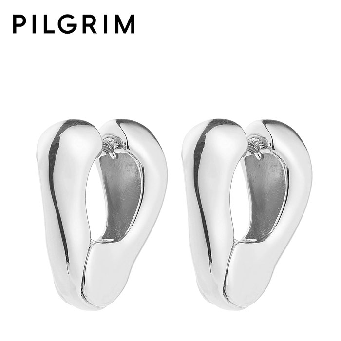 【待望の最新作】≪PILGRIM≫ ピルグリム ぷっくり ボリューム 幅広 フープ ピアス 中折れ ワンタッチ シルバー FREE Earrings (Silver) レディース ギフト ラッピング