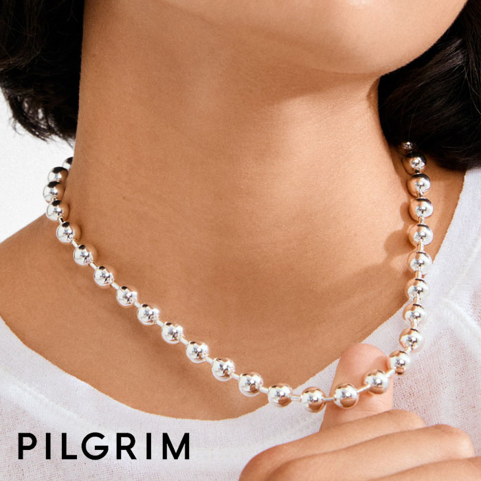 【待望の最新作】≪PILGRIM≫ ピルグリム 8mm玉 ボールチェーン ネックレス シルバー AIR Necklace (Silver) レディース ギフト ラッピング