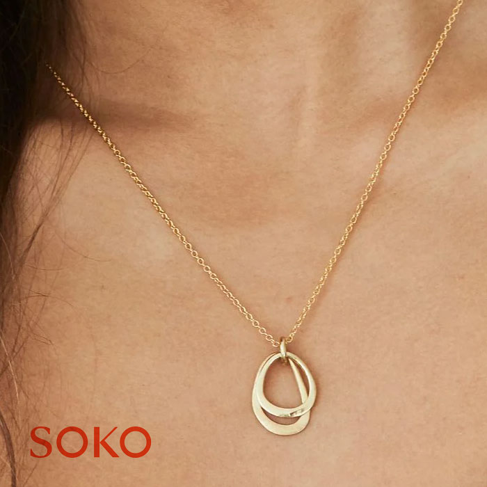 【待望の最新作】≪SOKO≫ ソコ チャーム ぷっくり ラウンド プレート ネックレス 24金仕上げ ゴールドコーティング (Gold) レディース ギフト ラッピング