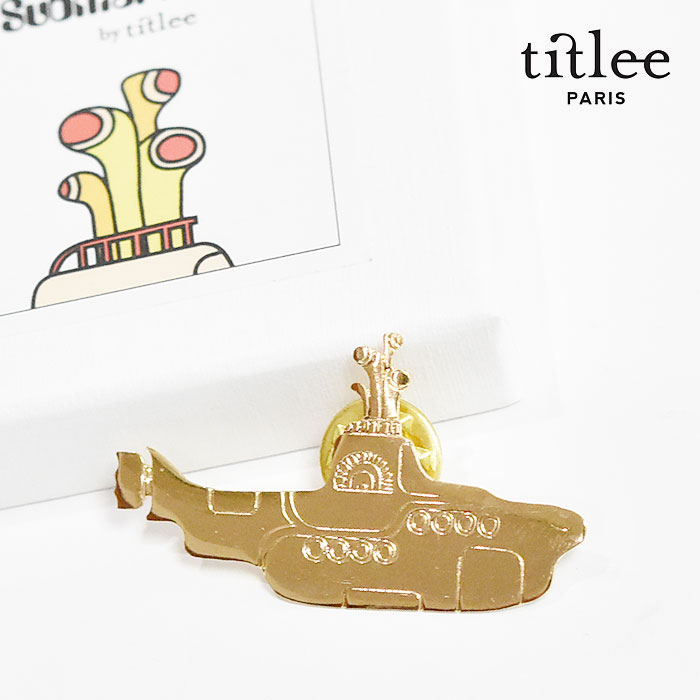 【再入荷】≪titlee≫ ティトリー ビートルズ 潜水艦 音楽 イエローサブマリン ボックスつき ブローチ ピン チャーム THE BEATLES SUBMARINE PIN X YELLOW SUBMARINE (Gold)｜ZUTTOHOLIC