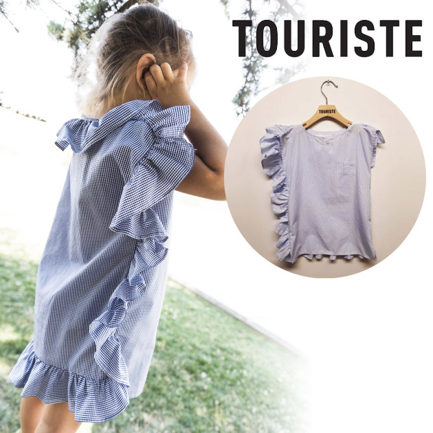 高速配送 4歳 5歳 Touriste トゥリステアシメントリー フリル付き ノースリーブ ストライプ シャツ ワンピース ブルー Dress With Frill Blue Stripe ベビー キッズ 女の子 W 在庫有 Www Redmedical Com Ar