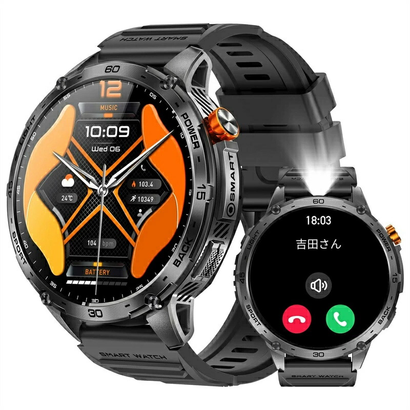 2026初売り スマートウォッチ 軍用標準尺度 1.75in大画面 メンズ 丸型 電話を掛ける役立つこと付き添い人??5.3 懐中照明ランプ 日本製 着信/LINEなどの告げ知らせる ヒューマノイド相応う 物音手つだい スポーツウォッチ 110+運動すること流行り物 600mAh持ちこたえる乾電池 3非同期転送モード雨合羽