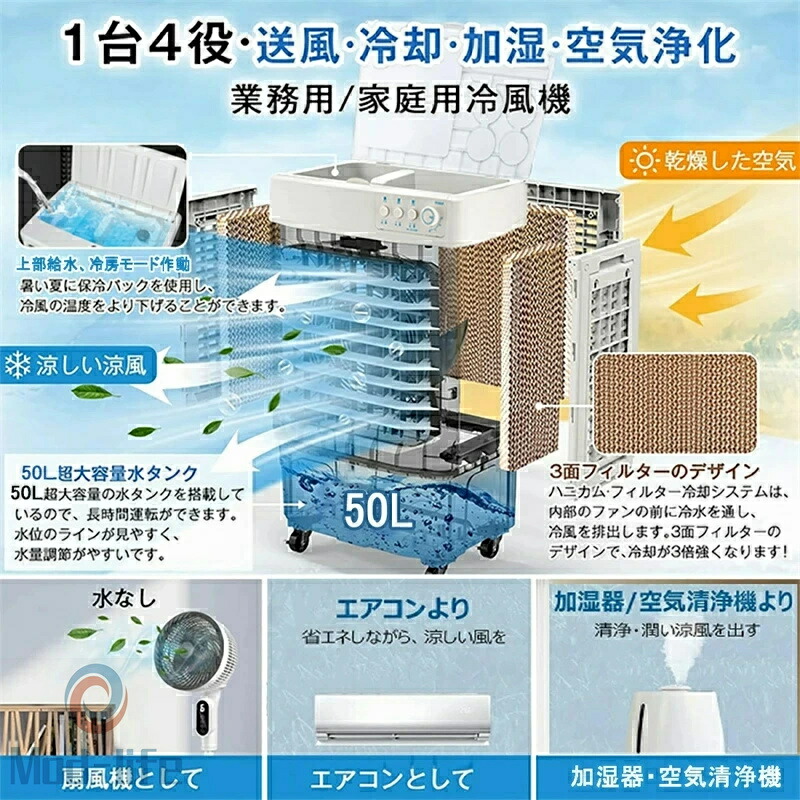 SALE！【2026新御出座し】冷風機 お役目用 冷風扇風機 斑点模様空調設備 一台四役 サーキュレーター 空調設備 200W 風量4500m2/h 3座標軸風力合わせる 自動小銃首商い口120° 空気の状態汚れのない 省エネ 工業プラント バス発着場 寝部屋 いき込み症打つ手グッズ 暑さ打つ手グッズ当てはめる畳数 約16～24畳