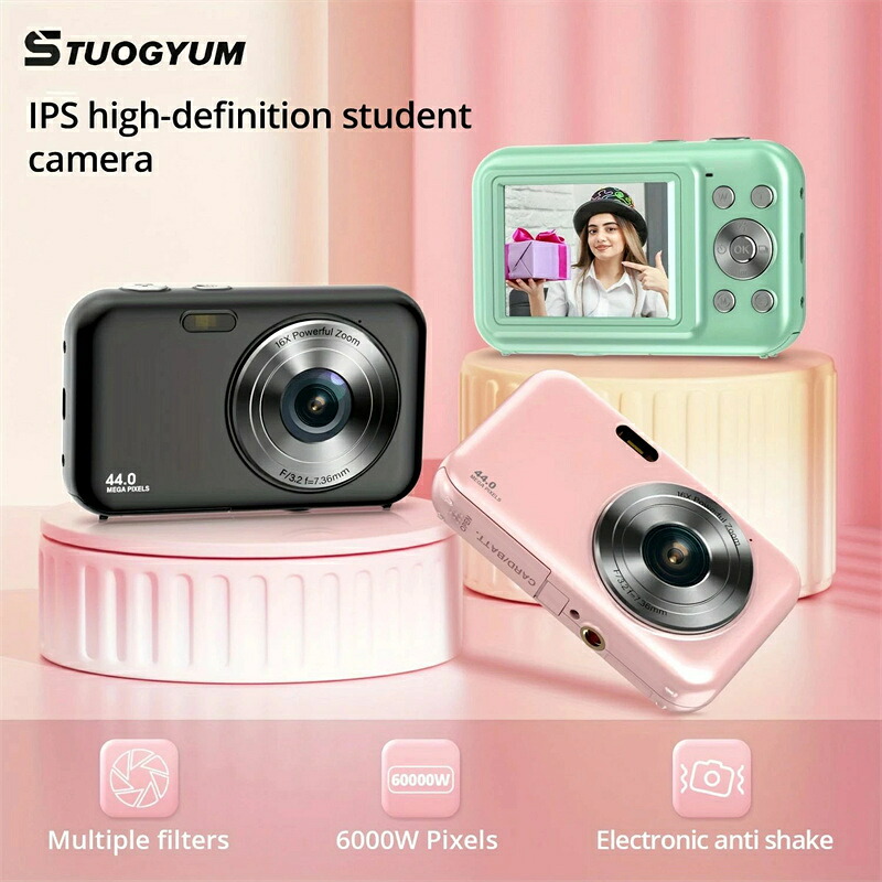 デジタル写真機 学習者高こと細かデジタルカメラコンパクトカメラFHD 1080P 44MP 16Xデジタル望遠レンズ 6X望遠レンズ付き添い人Vlogging写真機2.4inスクリーンミニカメラ 赤ちゃん写真機 未経験者 学習者はいり込む祝賀会 こども用 御姉さん お坊っちゃん行楽 生まれ落ちる日 クリスマス 有りがたさ祭の差し上げ物用