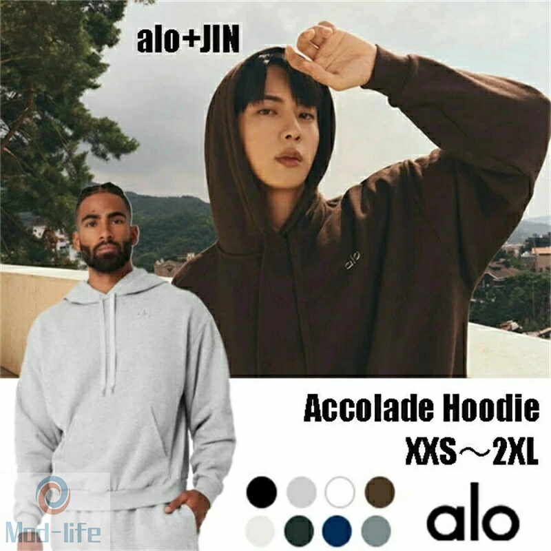 ★ alo yoga ★ ALO+JIN アロー アコレードパーカー ベストセラー Accolade Hoodie パーカー トレーナー ビッグサイズ ユニセックススタイル トレンド ブランド BTS JIN グローバルアンバサダー就任 ジン ジン着用商品 メンズ レディース ファッション スウェット