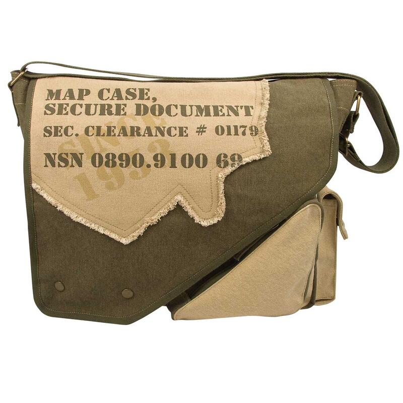 ヴィンテージ ツートーン マップケース OD ミリタリー メッセンジャーバッグ ロスコ Rothco Vintage Canvas Two-Tone Imprinted Map Bag！◇39ショップ限定条件クリアで送料無料